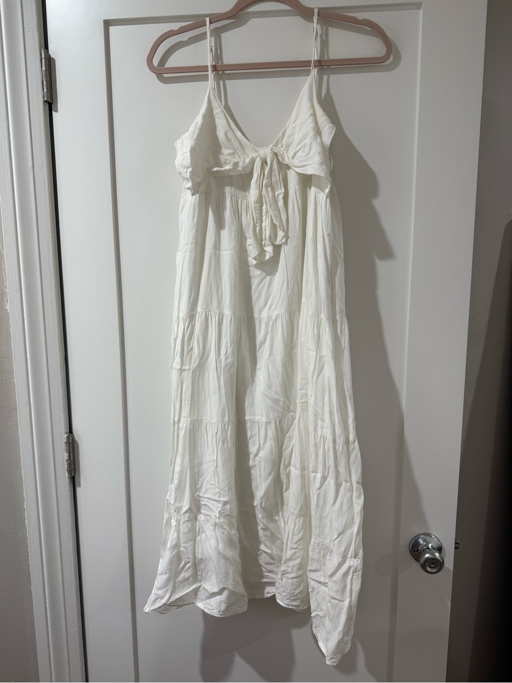 White Tie-Front Maxi Dress